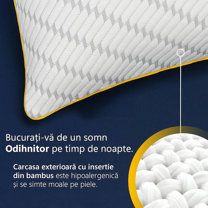 Pernă ajustabilă pentru dormit NextWave Spumă cu memorie mărunțită Confort personalizat cu 2 zone de confort 70x50 cm