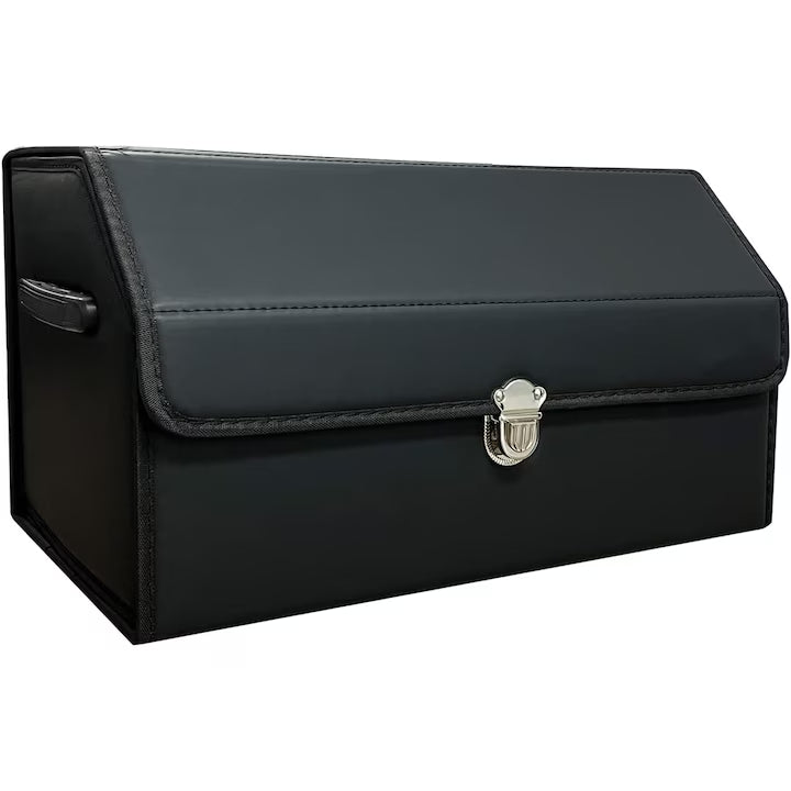 Organizator portbagaj auto Premium NextWave®️, Multifunctional, Pliabil, Rezistent, Manere Laterale, Prindere cu catarame, 2 compartimente mari, 53x31x30 cm, Negru