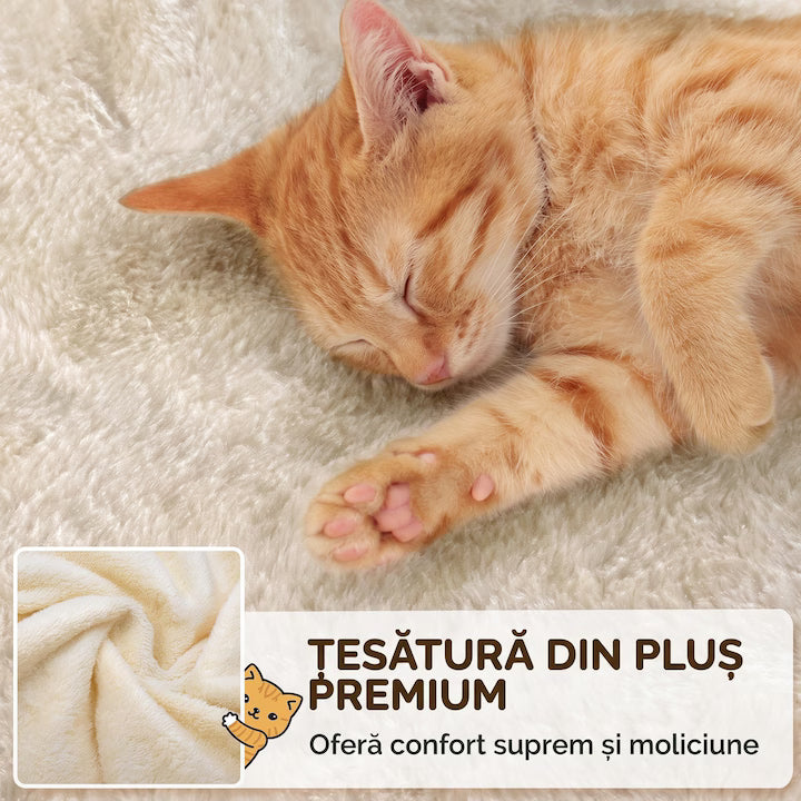 Ansamblu de Joaca pentru Pisici NextWave®, turn etajat stabil cu casuta confortabila, hamac lavabil, rampa si 7 stalpi de zgariat, din PAL, sisal natural si plus moale, pentru pisici mari si medii de interior, 77, 5x48, 3x160 cm, Bej