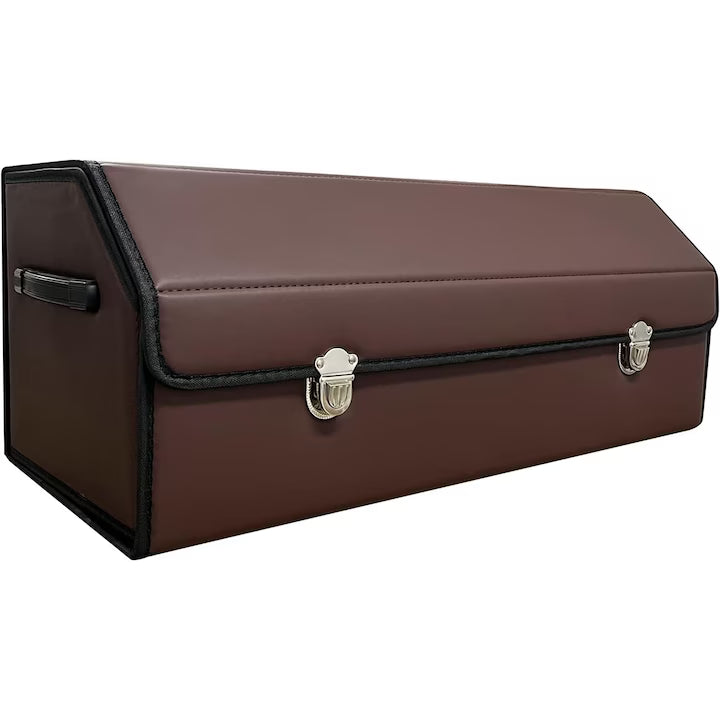 Organizator portbagaj auto Premium NextWave®️, Multifunctional, Pliabil, Rezistent, Manere Laterale, Prindere cu catarame, 3 compartimente mari, 75x31x30 cm, Maro