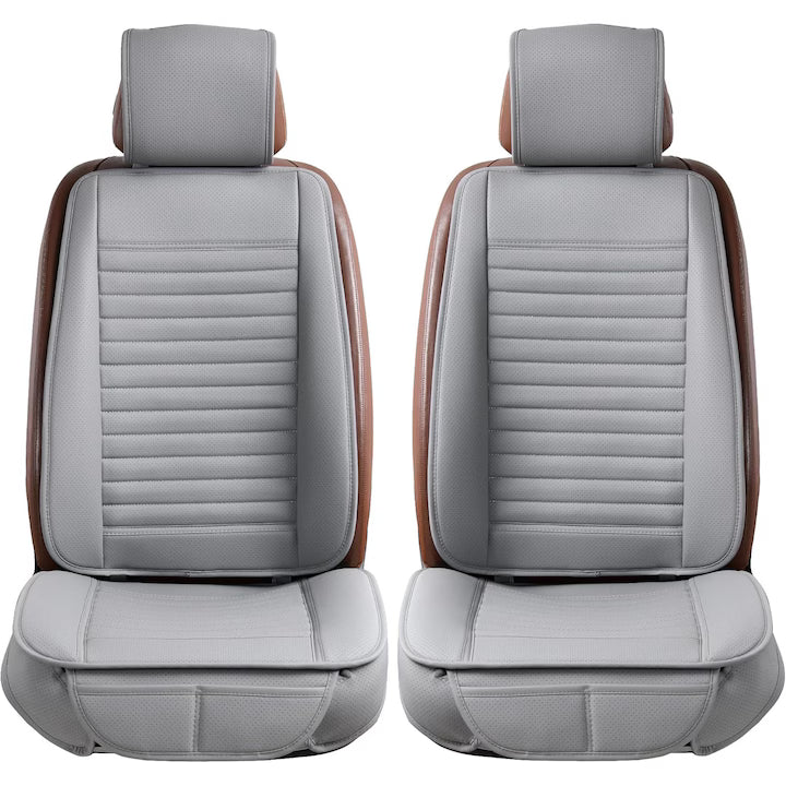 Set de 2 huse NextWave®️ pentru scaune auto, ofera protectie scaunelor din fata, universala, masina personala, taxi, ride sharing, antialunecare, material respirabil, pentru toate sezoanele, buzunare de depozitare, Gri