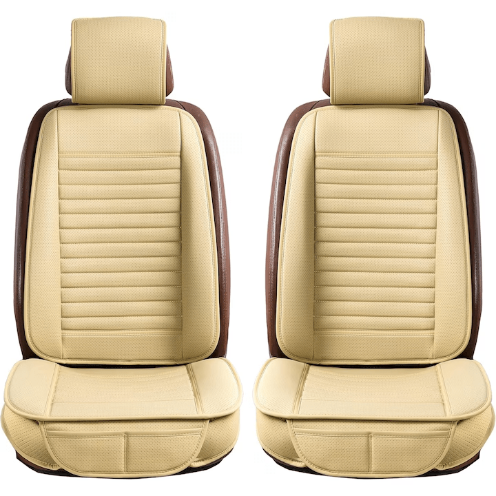 Set de 2 huse NextWave®️ pentru scaune auto, ofera protectie scaunelor din fata, universala, masina personala, taxi, ride sharing, antialunecare, material respirabil, pentru toate sezoanele, buzunare de depozitare