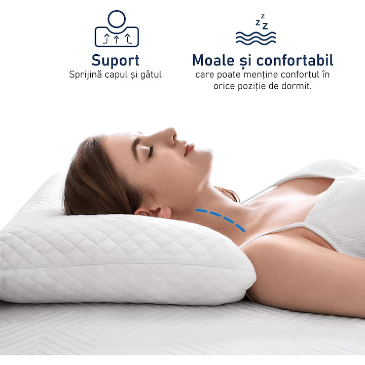 Pernă pentru dormit NextWave Spumă cu memorie cu gel ventilat Confort răcoros cu zone termice pentru somn odihnitor