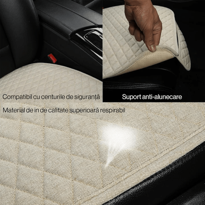Husa scaun auto universala NextWave®️, ofera protectie pentru sezut scaun fata, design elegant cu buzunar pentru depozitare, anti-alunecare, material respirabil, pentru toate sezoanele, 50x 50 cm