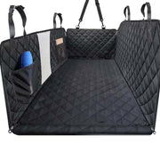 Husa scaune auto, protectie si transport animale extinsa NextWave®️, insertie 3 placi pentru caini, pisici de toate taliile, rezistenta pana la 142 kg, pat animale, ofera protectie bancheta spate autoturism, Universala, Negru