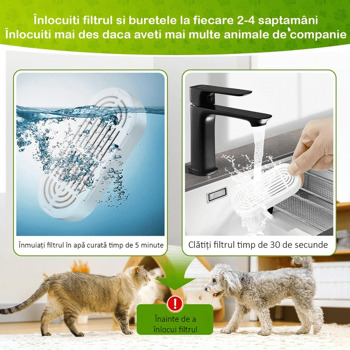 Set 12 filtre de rezerva pentru dispenser de apa tip adapator fantana pentru pisici si caini NextWave®️, purificare, elimina eficient impuritatile si firele de par, carbon activ, 6 filtre de bumbac si 6 bureti prefiltranti