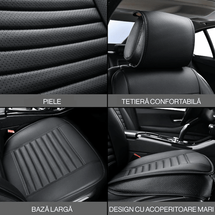 Set de 2 huse NextWave®️ pentru scaune auto, ofera protectie scaunelor din fata, universala, masina personala, taxi, ride sharing, antialunecare, material respirabil, pentru toate sezoanele, buzunare de depozitare