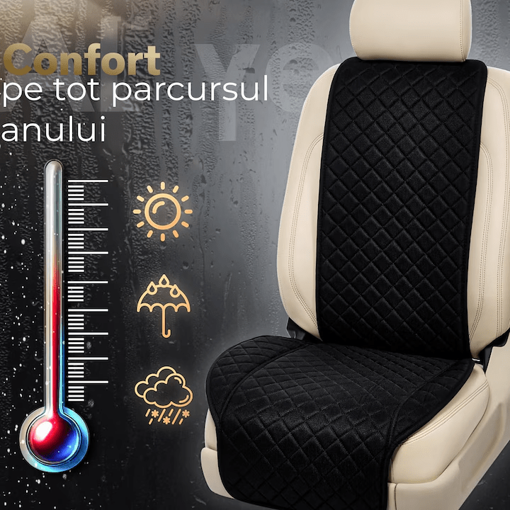Husa scaun auto universala NextWave®️, ofera protectie scaun fata, universala, masina personala, taxi, ride sharing, antialunecare, material respirabil, pentru toate sezoanele