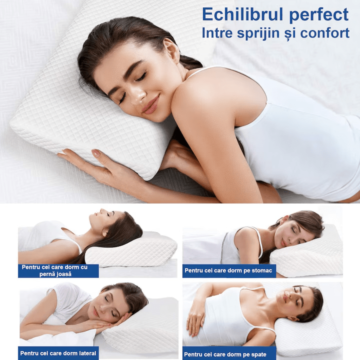 Pernă pentru dormit NextWave Spumă cu memorie ergonomică Confort echilibrat pentru somn odihnitor