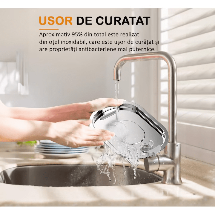 Dispenser apa automat tip fantana pentru pisici si caini, cu fereastra mare pentru nivelul apei, purificare si filtrare prin carbune activ, otel inoxidabil 304, ultra-silentiosa, USB, adaptor priza, capacitate 3.2L, Argintiu