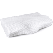 Perna ortopedica pentru dormit NextWave, Spuma cu Memorie ergonomica pentru Gat si Suport Cervical, Husa lavabila, Ideala pentru dormitul lateral, spate sau stomac, beneficii medicale, memory foam, alb