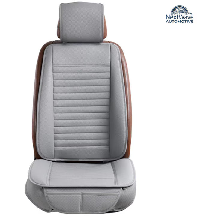 Husa scaun auto universala NextWave® pentru scaun fata, protectie scaun masina, taxi si ride sharing, antialunecare, impermeabila, material respirabil pentru toate sezoanele, piele PU premium, usor de curatat, culoare bej