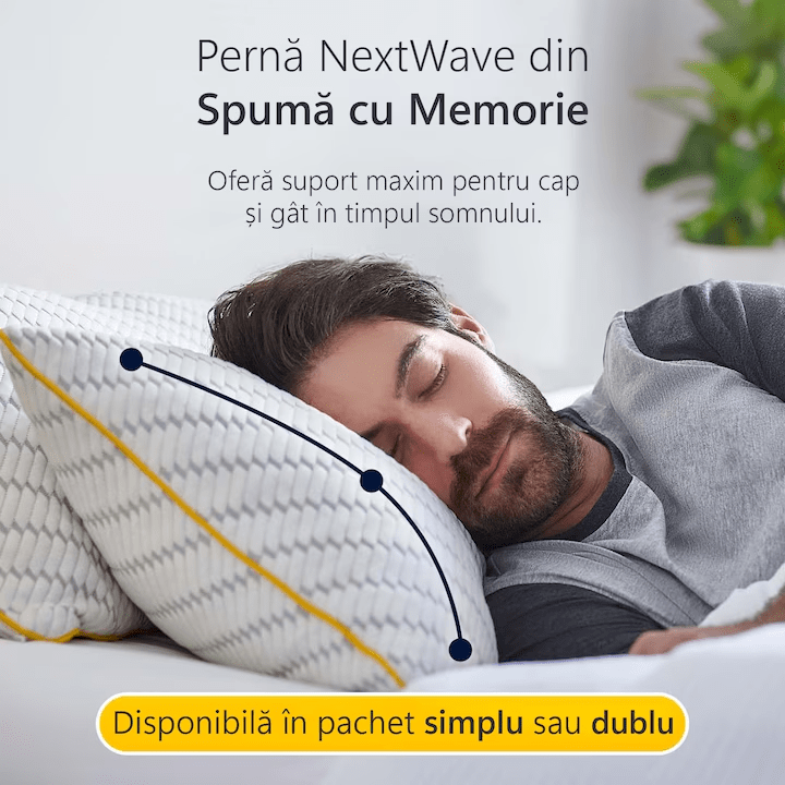 Perna ortopedica pentru dormit ajustabila NextWave®️, Spuma cu Memorie Maruntita pentru Gat si Suport Cervical, 2 Zone de Confort, Ideala pentru dormitul lateral, spate sau stomac, Husa lavabila, 70x50 cm, Verde