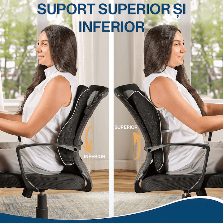 Pernă de scaun NextWave Spumă cu memorie Confort ergonomic pentru birou și mașină Negru 44x40x11 cm