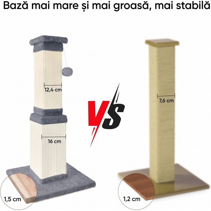 Ansamblu de joaca pentru pisici NextWave®, stalp pentru ascutit ghearelor, bila suspendata, confectionat din sisan natural rezistent la zgarieturi, inaltime mare pentru protectia mobilierului