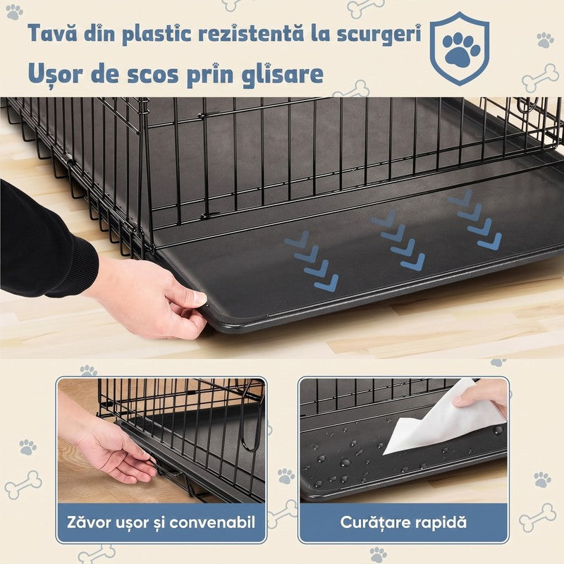 Cușcă pliabilă pentru câini NextWave®️, sigură pentru dresaj și transport, 2 usi, tavă detașabilă ușor de — detaliu vizual 1
