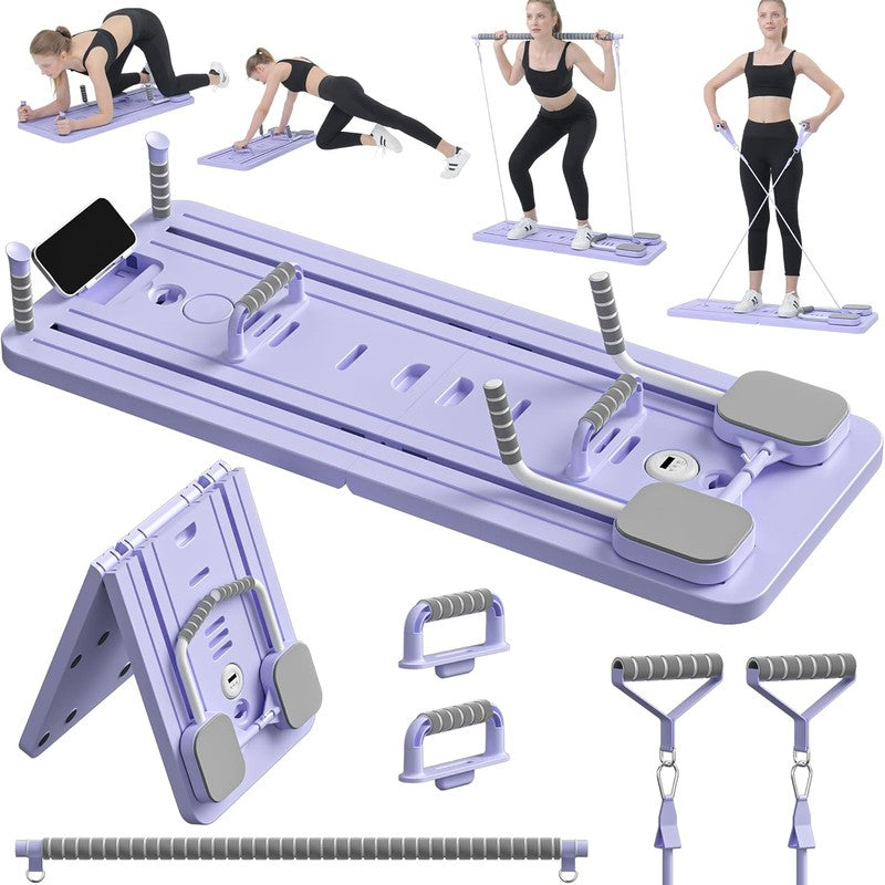 Placă Pilates Reformer NextWave®️, aparat fitness pliabil 5 în 1 pentru antrenament complet acasă, benzi e — detaliu vizual 1