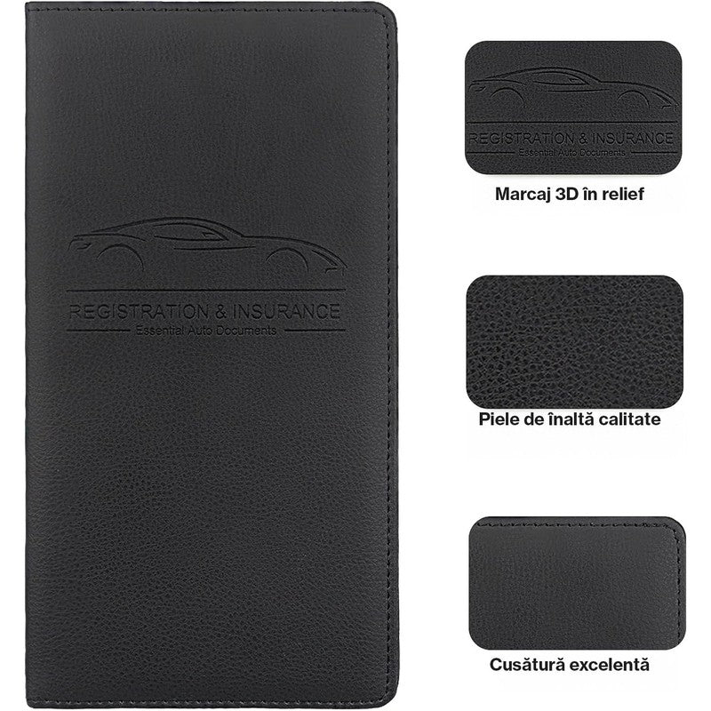 Organizator documente auto NextWave®️, port-document pentru inmatriculare si asigurare, mapa pliabila cu b — detaliu vizual 1