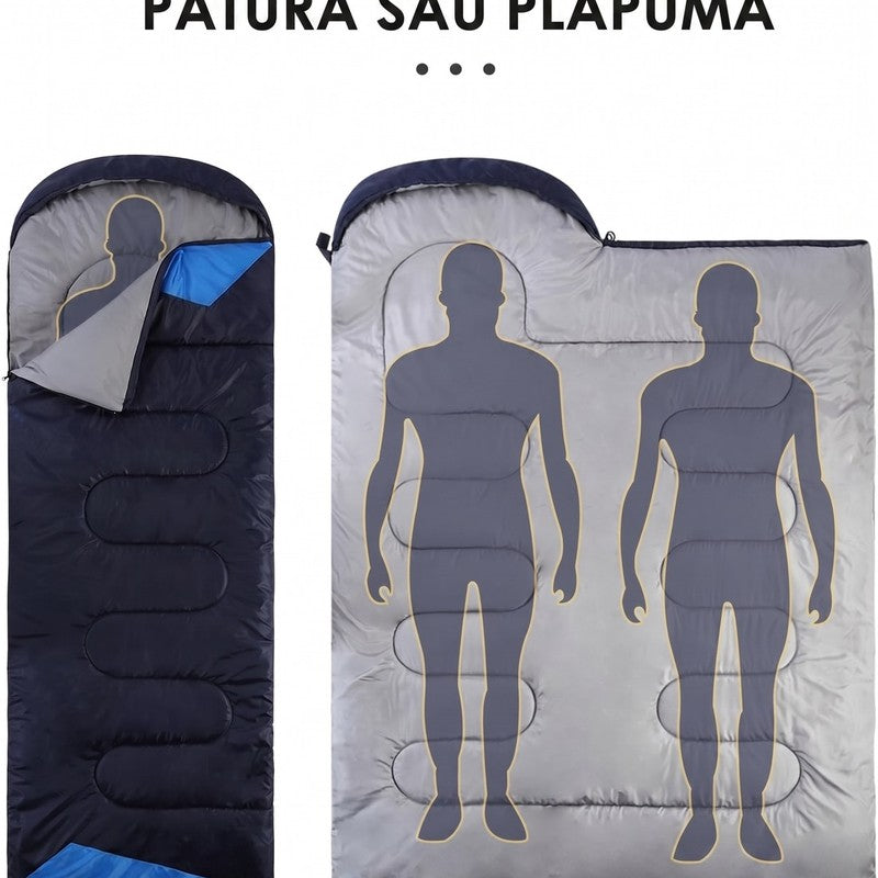 Sac de dormit NextWave®️, 3 sezoane, impermeabil și respirabil, glugă cu șnur, fermoar la picioare pentru — detaliu vizual 1
