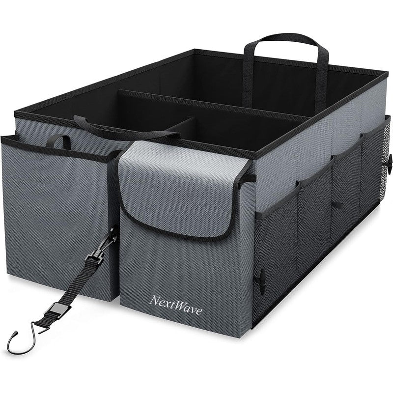 Organizator portbagaj auto NextWave®️ cu chingi de ancorare, Multifunctional, Pliabil, 9 compartimente, Ca — detaliu vizual 1
