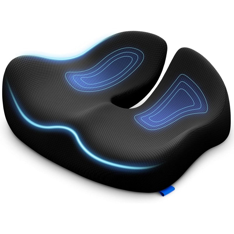 Perna pentru scaun NextWave Spuma cu memorie densa Confort ergonomic pentru birou si masina Negru 46×41×5, — detaliu vizual 1