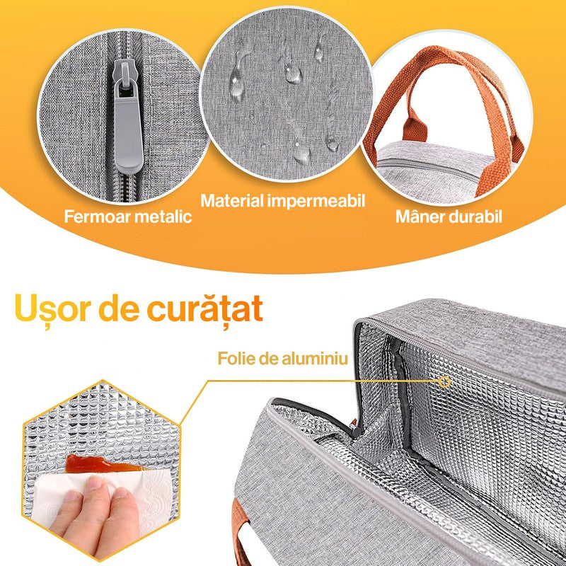 Geanta termoizolanta pranz 11L NextWave® – impermeabila si anti-scurgeri, material Oxford rezistent cu int — detaliu vizual 1