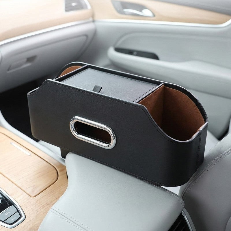 Organizator spatar auto NextWave®️, suport multifunctional cu buzunar pentru tableta, 2 suporturi de pahar — detaliu vizual 1