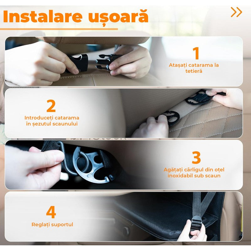 Husa spatar scaun auto NextWave®️, husa protectoare impermeabila pentru scaune, tava pliabila tip masa pen — detaliu vizual 1