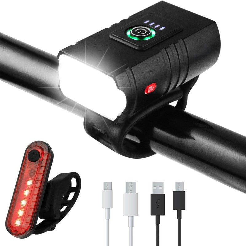 Set Lumini Bicicleta, Trotineta Fata Spate BeGenius®, Far si Stop Reincarcabil USB, Far 1000 lumeni cu 6 M — detaliu vizual 1
