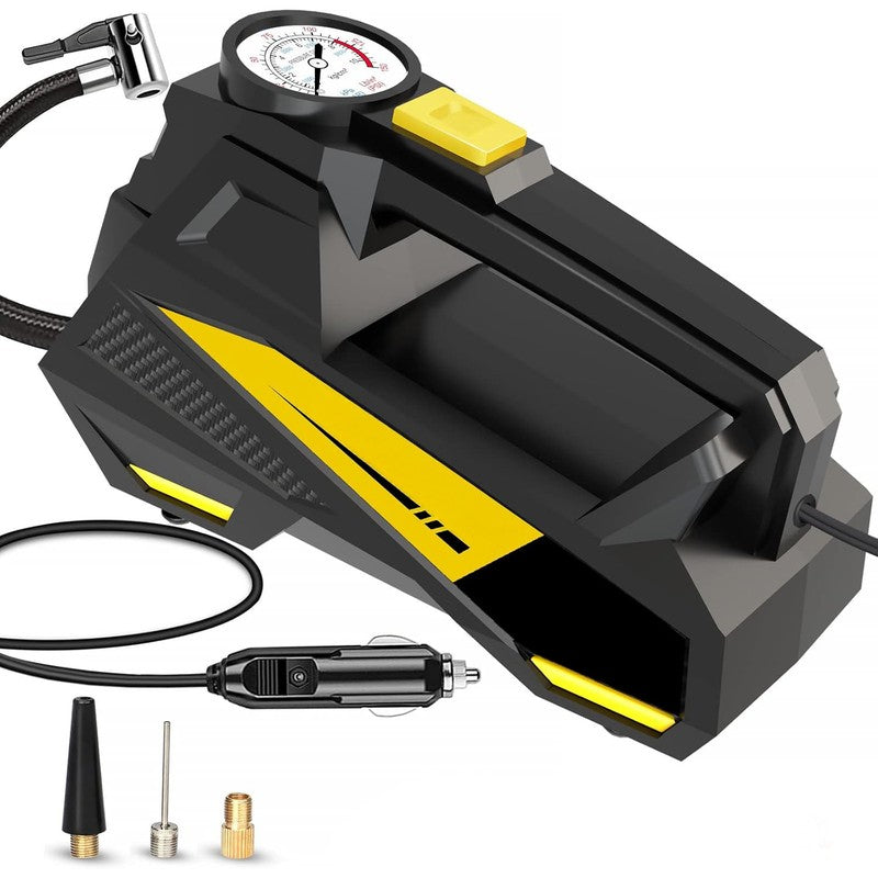 Compresor auto portabil NextWave 12V, manometru digital, 150 PSI, galben-negru — detaliu vizual 1