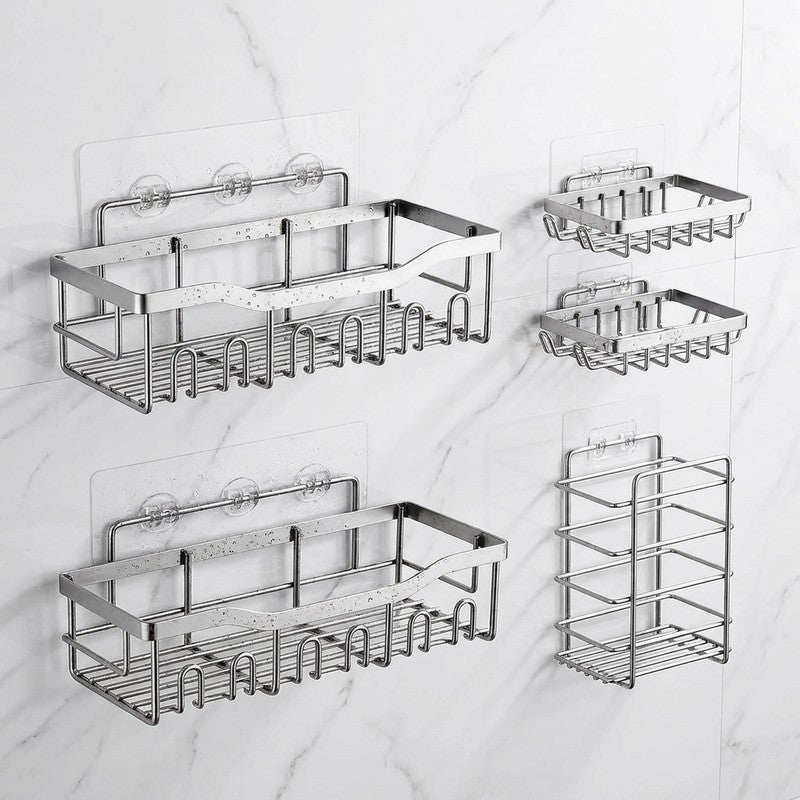 Raft de Baie NextWave® la set, 5 piese cu 2 rafturi pentru dus, 2 suporturi pentru sapun si 1 suport pentr — detaliu vizual 1