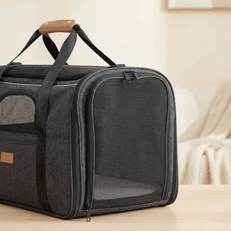 Geanta pentru transport animale mici NextWave®, pisica, caine, iepure, din panza, 45x35x33 cm, Baza rezistenta cu covoras, Us