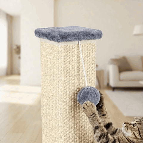 Ansamblu de joaca pentru pisici NextWave®, stalp pentru ascutit ghearelor, bila suspendata, confectionat din sisan natural, r