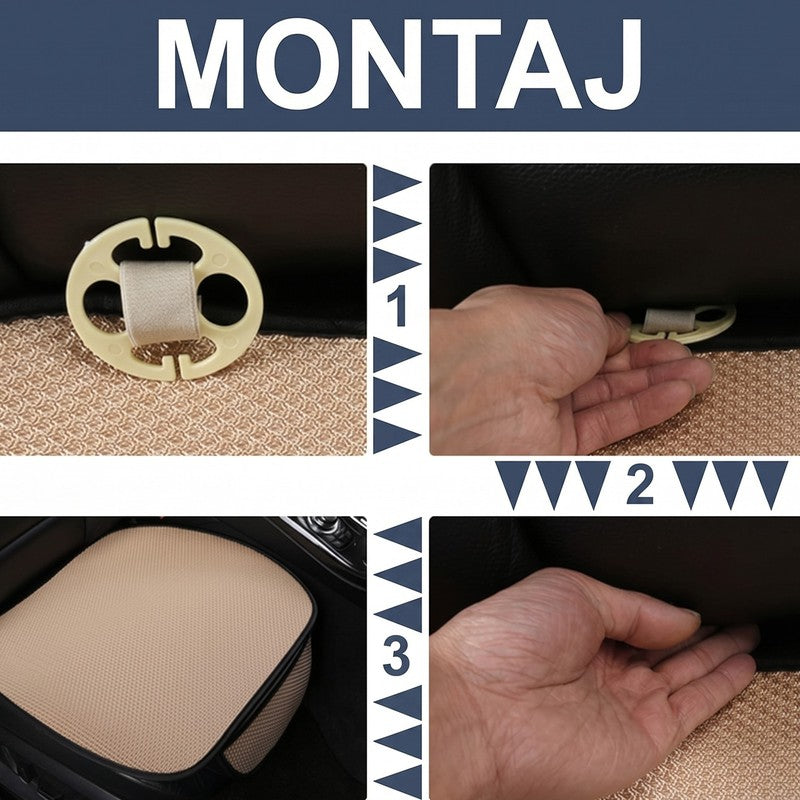 Set 3 huse pentru scaune auto NextWave®️, protecție împotriva petelor și uzurii, confort sporit, buzunare — detaliu vizual 2
