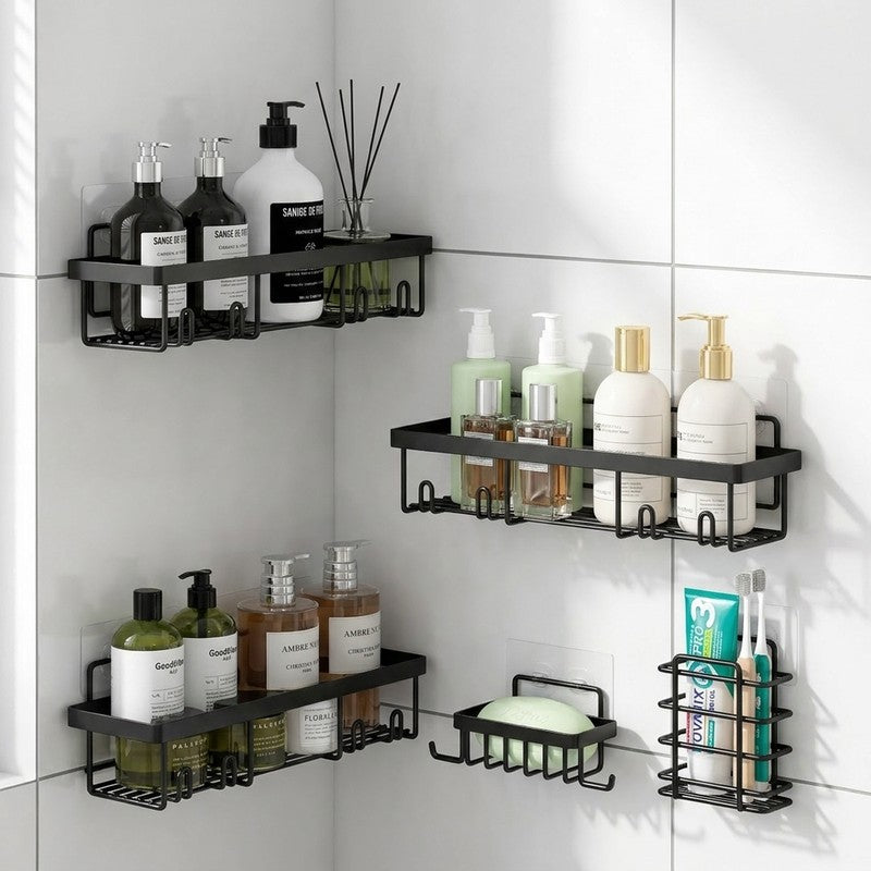 Raft de baie NextWave® la set, 5 piese cu 3 etajere pentru dus, 1 suport pentru sapun si 1 suport pentru p — detaliu vizual 2