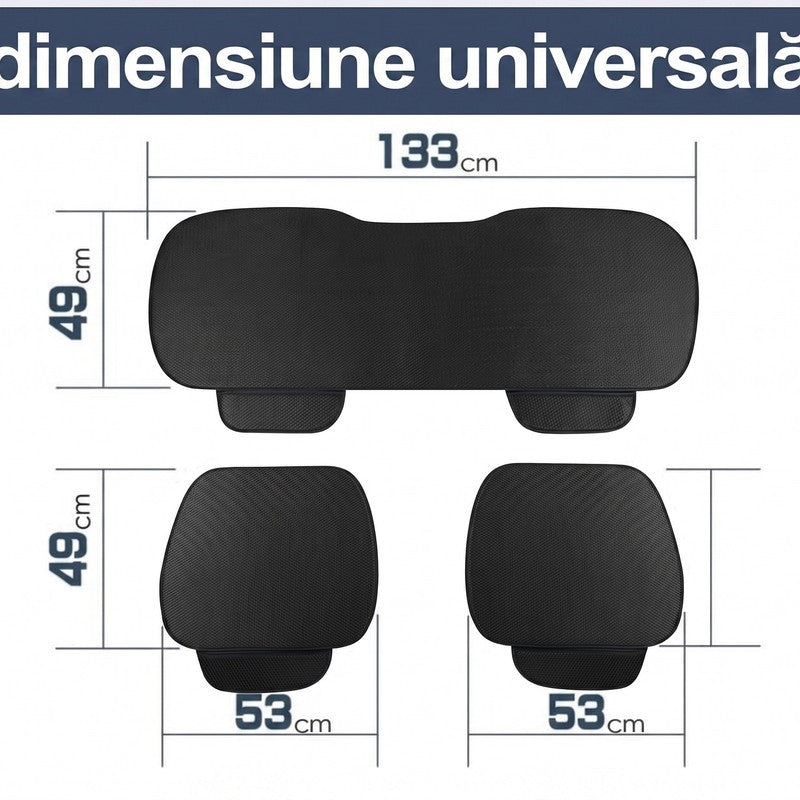 Set 3 huse pentru scaune auto NextWave®️, protecție la pete și uzură, confort ridicat, buzunare frontale, — detaliu vizual 2