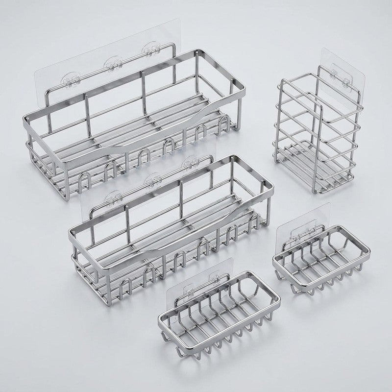 Raft de Baie NextWave® la set, 5 piese cu 2 rafturi pentru dus, 2 suporturi pentru sapun si 1 suport pentr — detaliu vizual 2