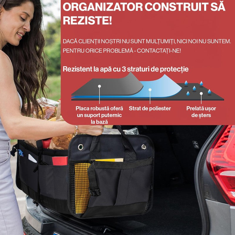 Organizator portbagaj auto pliabil NextWave®️ L, compartimentare personalizabila cu subdivizor detasabil, — detaliu vizual 2