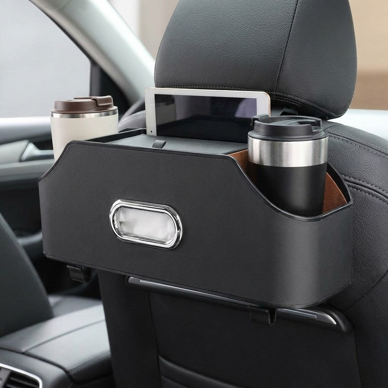 Organizator spatar auto NextWave®️, suport multifunctional cu buzunar pentru tableta, 2 suporturi de pahar — detaliu vizual 2