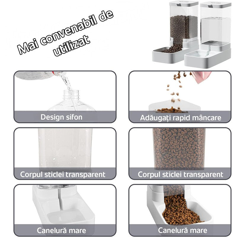 Dispenser de apa si mancare 2 in 1 pentru pisici si caini NextWave®, responsabil pentru distribuirea hrane — detaliu vizual 2