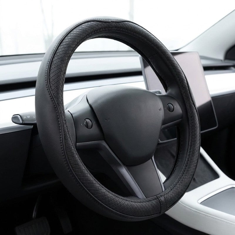 Husa volan auto NextWave®, din piele ecologica din microfibra, captuseala interioara antiderapanta, cusatu — detaliu vizual 2