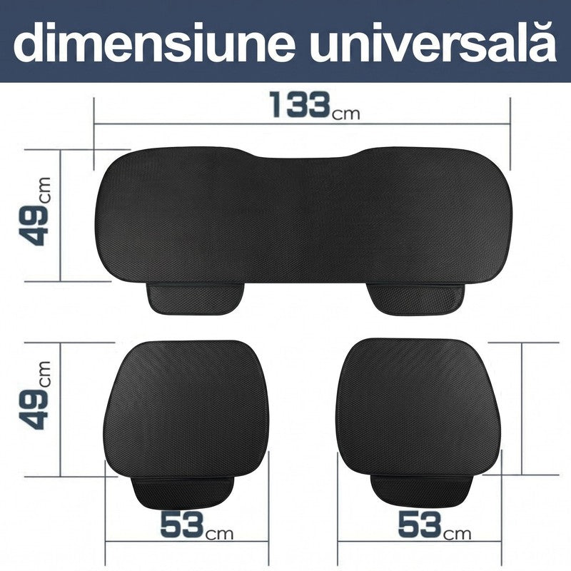 Set 3 huse pentru scaune auto NextWave®️, protecție împotriva petelor și uzurii, confort sporit, buzunare — detaliu vizual 3