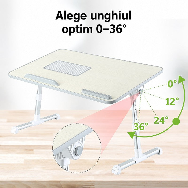Masa Laptop Pliabila NextWave®, Ventilator Racire USB, Inclinare Ajustabila, Suport Reglabil pentru Pat si — detaliu vizual 3