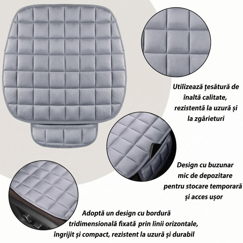 Husa scaun auto universala NextWave®️, ofera protectie pentru sezut scaun fata, design elegant cu buzunar — detaliu vizual 3