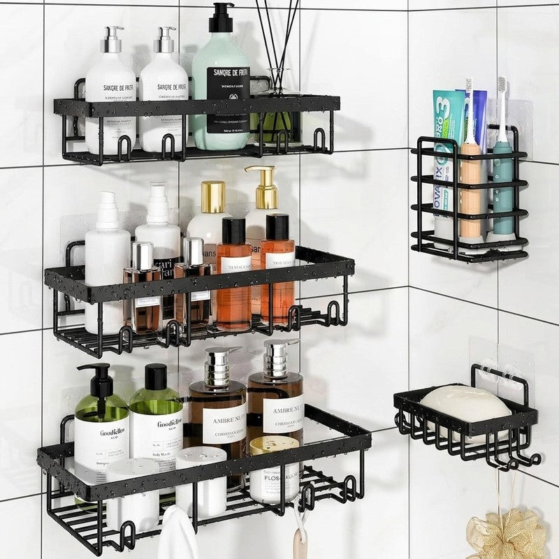 Raft de baie NextWave® la set, 5 piese cu 3 etajere pentru dus, 1 suport pentru sapun si 1 suport pentru p — detaliu vizual 3