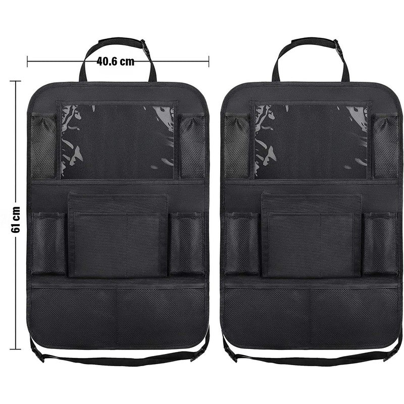 Set 2 organizatoare spatar scaun auto NextWave®️, protectie universala, buzunare multiple + buzunar mare p — detaliu vizual 3