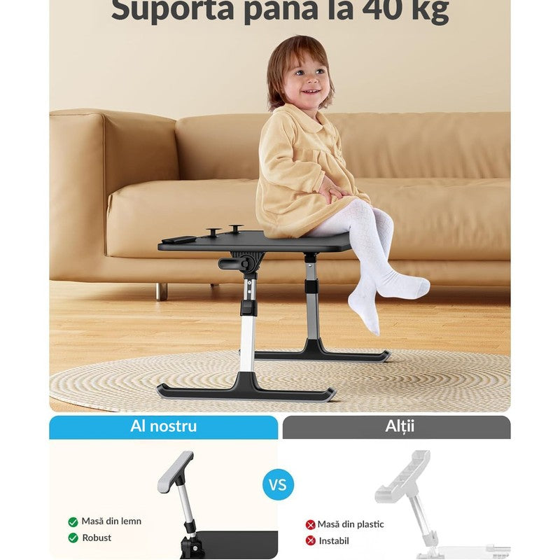 Masa pliabila pentru Laptop NextWave®️, pentru birou, pat sau canapea, 5 niveluri de inaltime si 4 unghiur — detaliu vizual 3
