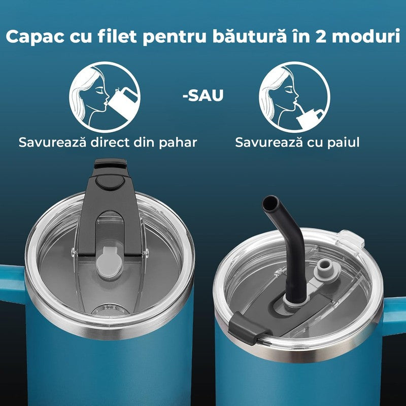 Cana termoizolanta NextWave® 1180 ml, din otel inoxidabil, cu pereti triplu izolati, capac 2 in 1 anti-scu — detaliu vizual 3