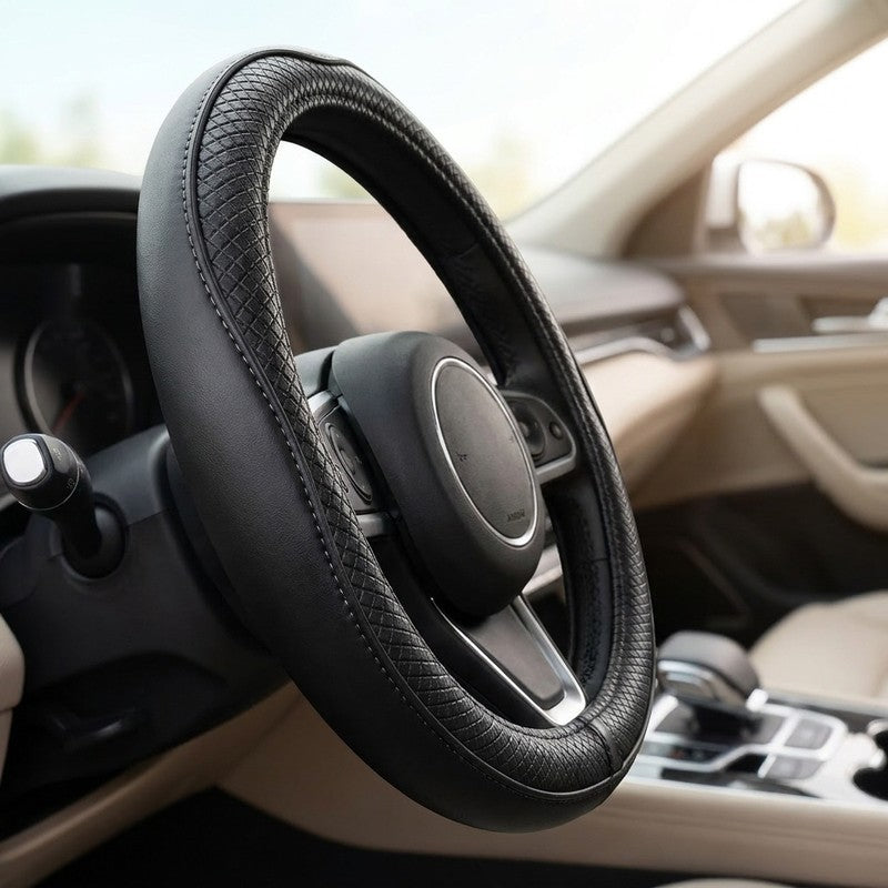 Husa volan auto NextWave®, din piele ecologica din microfibra, captuseala interioara antiderapanta, cusatu — detaliu vizual 3