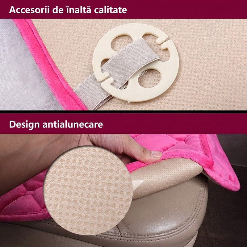 Set huse scaune auto NextWave®️, 3 piese pentru protectie si confort sporit, baza antialunecare si buzunar — detaliu vizual 3